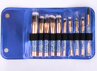 Synthetic Fibre Powder Foundation 10 Crystal Diamond Brush Set PU Bag