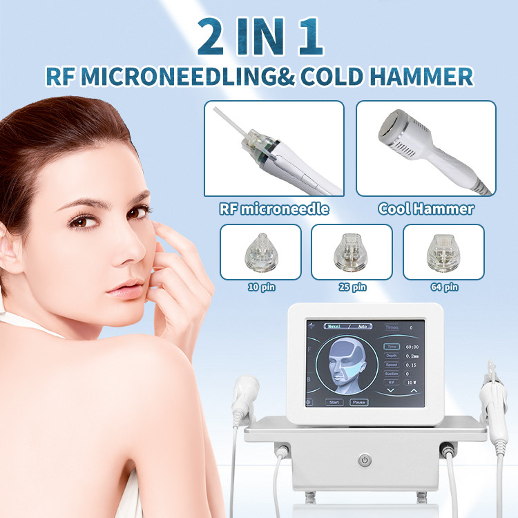 Skin Rejuvenation 2 In 1 Microneedling Machine Microneedle RF Cold Hammer